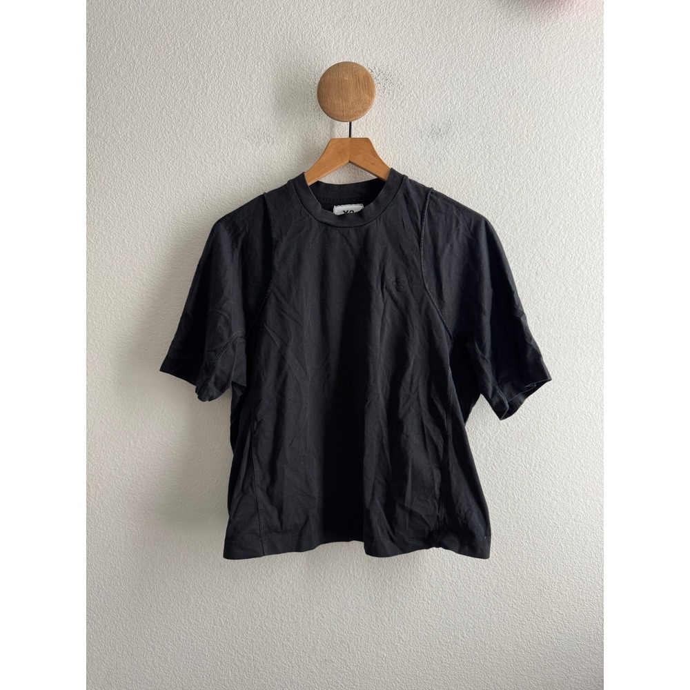 Y-3 Yohji Yamamoto Adidas Black Paneled Logo T-Shirt Size 2XS